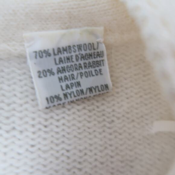 Vintage 90s Marisa Christina Cream Angora Blend Embroidered Cardigan Sweater S - Picture 7 of 7